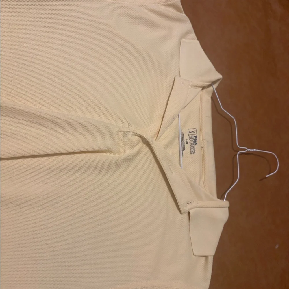 PGA Tour Polo Shirt Men's LG Yellow Pro Series Golf Polyester Athleisure - Picture 7 of 13